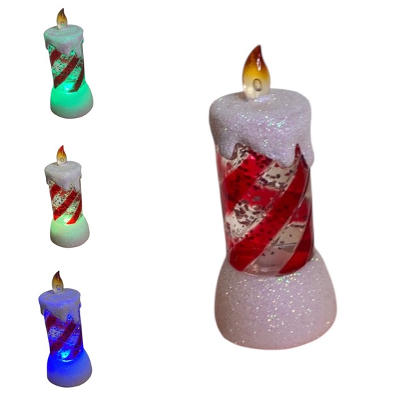 Mini LED multi color changing Striped Water Globe Christmas Candle - Picture 11 of 13